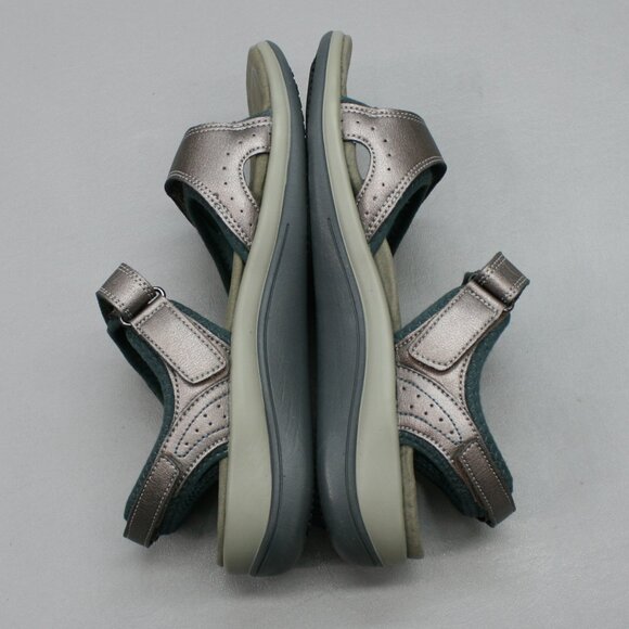 Orthofeet Ladies 7.5 2E Extra Wide Malibu Pewter Two-Way Strap Shoes Sandals 967 - Picture 11 of 12